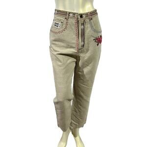 Vintage Country Store Embroidered Linen Blend High-Rise Pants Size 10
